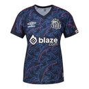 Camisa Santos III 23/24 - Torcedor Umbro Feminina - Azul com detalhes em vermelh