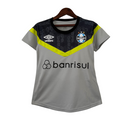 Camisa Grêmio Treino 23/24 - Torcedor Umbro Feminina - Cinza com detalhes em pre